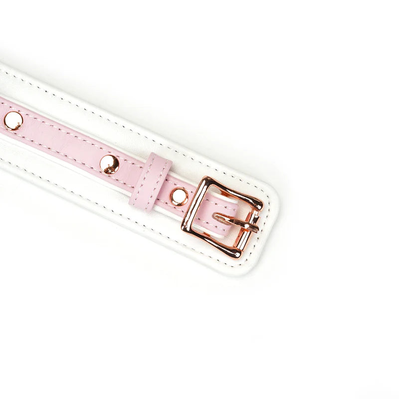 Colar rosa e branco com trela (Fairy)
