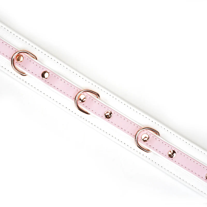 Colar rosa e branco com trela (Fairy)