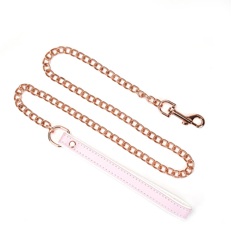 Colar rosa e branco com trela (Fairy)