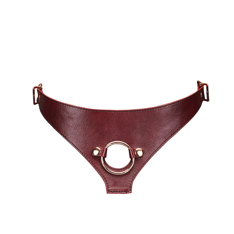 Arnês strap-on em Couro (Wine Red)