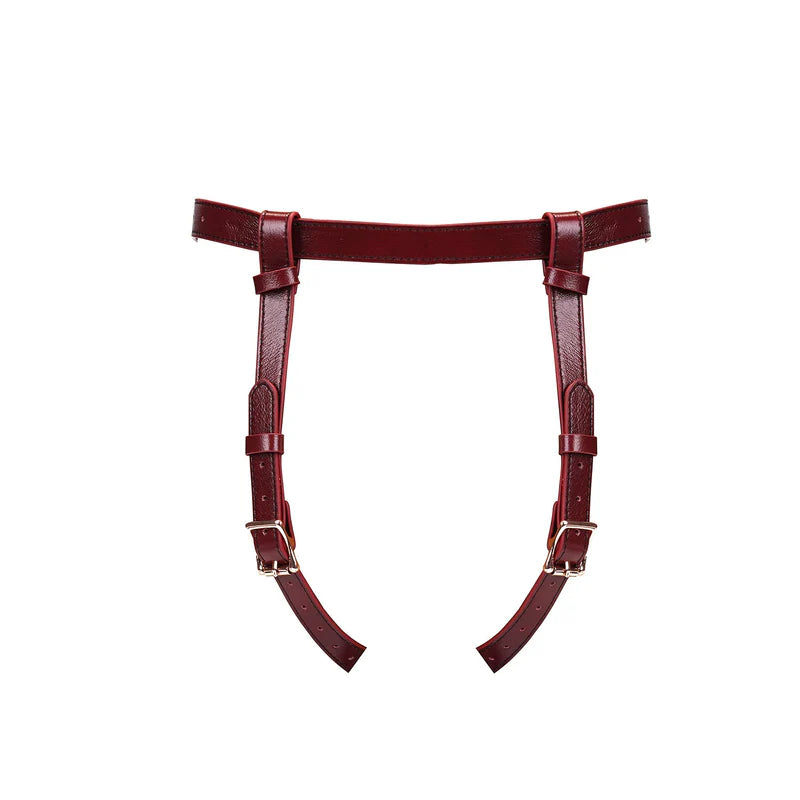 Arnês strap-on em Couro (Wine Red)