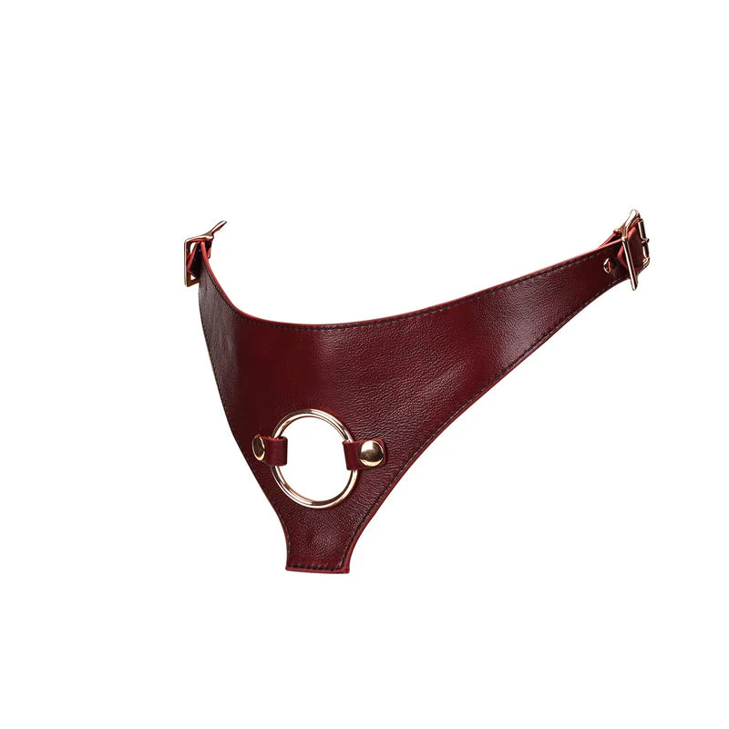 Arnês strap-on em Couro (Wine Red)