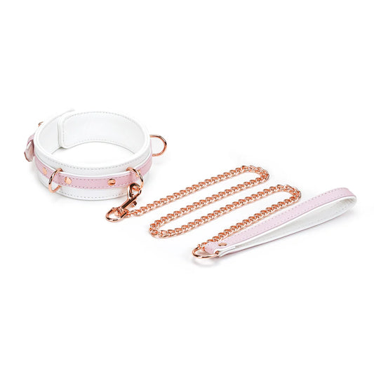 Colar rosa e branco com trela (Fairy)