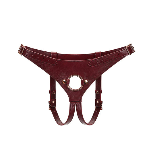 Arnês strap-on em Couro (Wine Red)